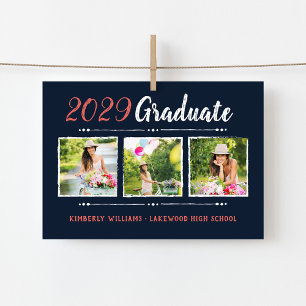 Convite Anúncios de Graduação de Colagem de Fotos Trend
