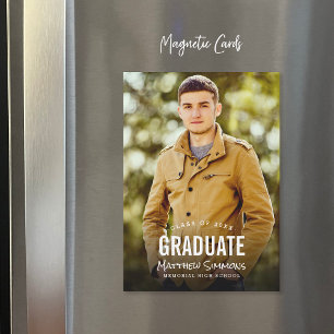 Convite Anúncios de Graduação Magnética de Foto Moderna