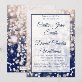 Convite ao casamento outono - Champanhe e Marinho