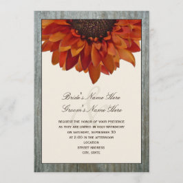 Convite ao Casamento outono - Sunflower & Barnwood