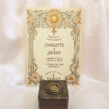 Convite ao casamento vintage Arte Floral Nouveau