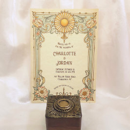 Convite ao casamento vintage Arte Floral Nouveau