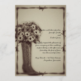 Convite ao Casamento vintage de Buquê de West Boot