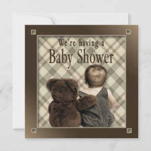 CONVITE AO CHÁ DE BEBÊS - URSO DE BEBÊS E CARRO