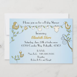 Convite ao chá de fraldas "Aves Douradas"