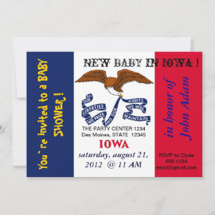 Convite ao Chá de fraldas com a Bandeira de Iowa