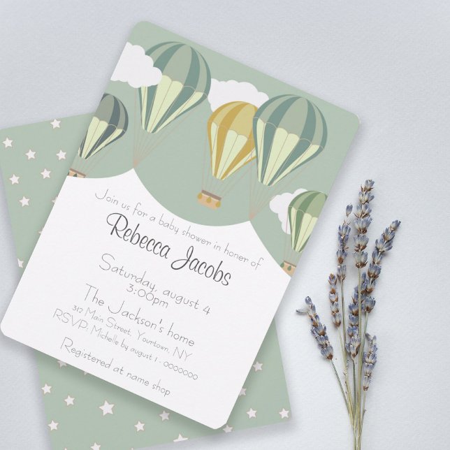 Convite ao chá de fraldas com balões de ar quente (Criador carregado)