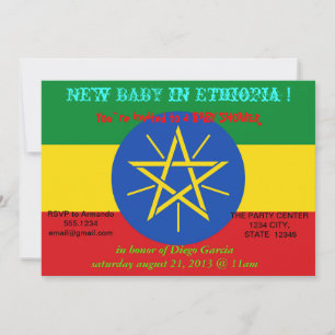 Convite ao chá de fraldas com Bandeira da Etiópia