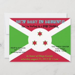 Convite ao chá de fraldas com Bandeira do Burundi