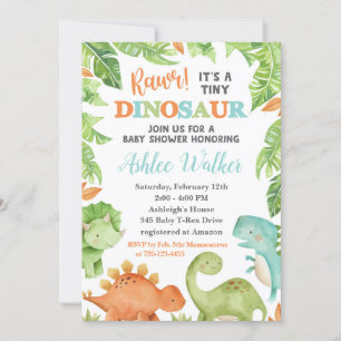 Convite ao Chá de fraldas do Dinossauro Convite p