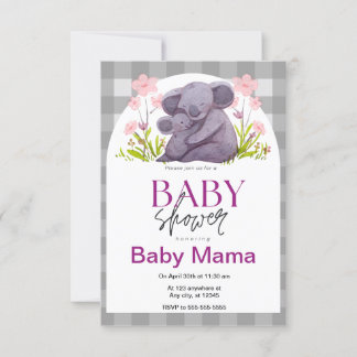 Convite ao Chá de fraldas Koala Bear