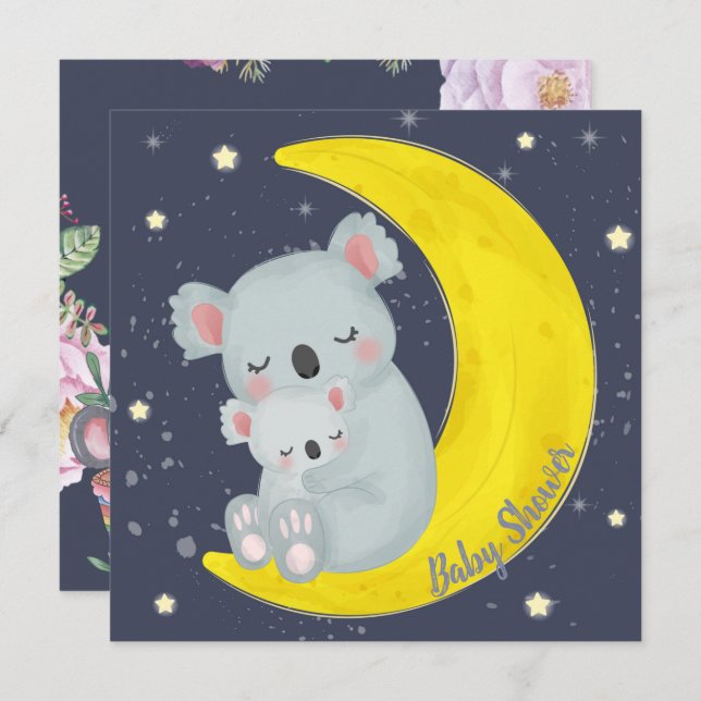 Convite ao Chá de fraldas Koala Bears (Frente/Verso)