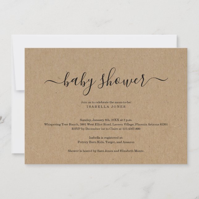 Convite ao Chá de fraldas Kraft (Frente)