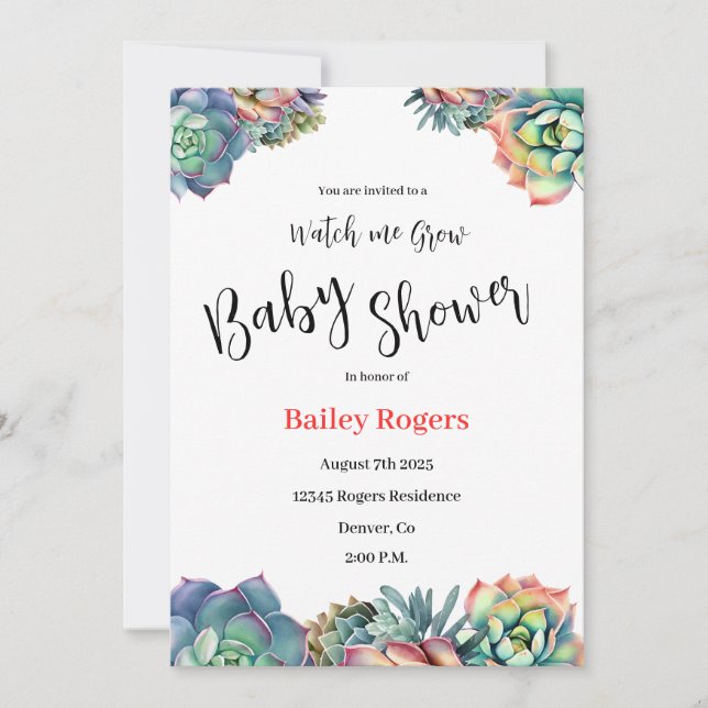 Convite ao Chá de fraldas "Me Assista Crescer" (Frente)