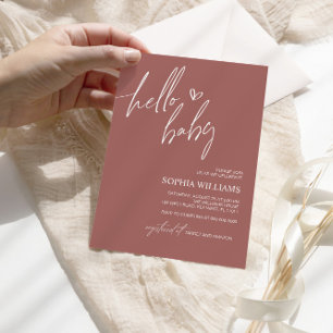 Convite ao Chá de fraldas Minimalista Terracotta