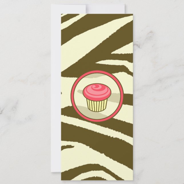 Convite Ao Cupcake - Impressão De Zebra Castanha - (Frente)