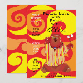 Convite ao Estilo do Groovy Peace Bear 1960