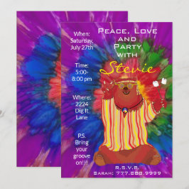 Convite ao Estilo do Urso de Paz Colorido de Groov