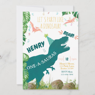 Convite ao primeiro aniversario do Dinossauro Onea
