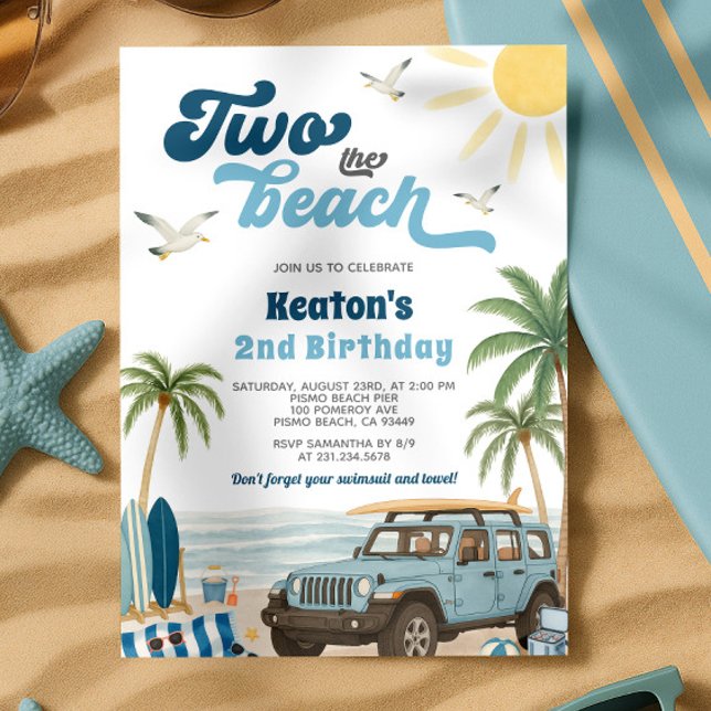 Convite ao segundo aniversário surf - Duas na prai (Surf 2nd Birthday Invitation - Two the Beach)