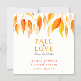 Convite Apaixonado pelas folhas laranja casamento salvar a