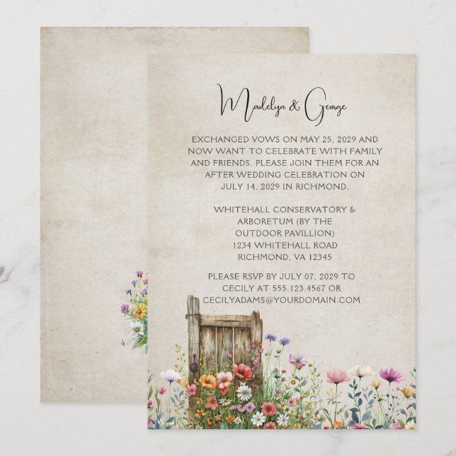 Convite Apenas para Recepção de Tema do Jardim Rus (Frente/Verso)