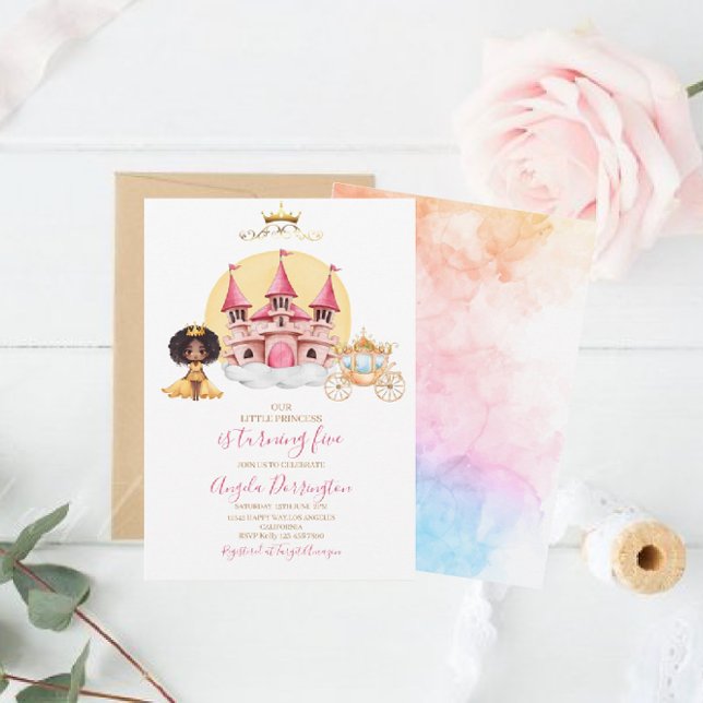 Convite aquarela celebração real pequena princesa (Criador carregado)