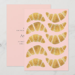 Convite Aquarela Croissant Rosa