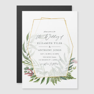 Convite Aquarela Herbário Florestal Geométrico Casamento