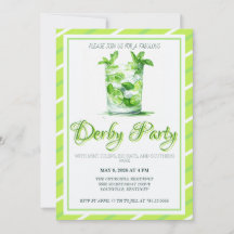 Convite Aquarela Julep de Menta Verde Derby de Ken