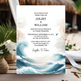 Convite Aquele Casamento de Destino de Praia do Oceano Pri