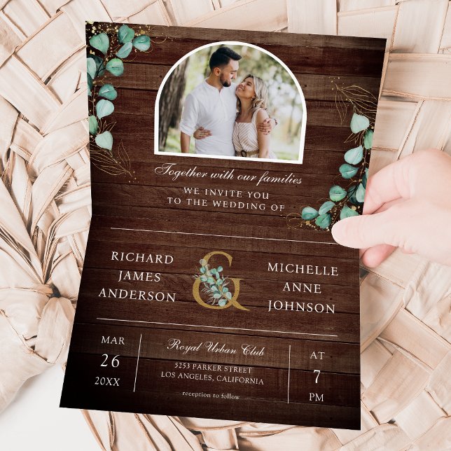 Convite Arco de Eucalipto Foto Código QR Casamento de Made (Criador carregado)