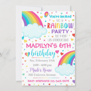 Convite Arco-Íris Convite de aniversário do Rain