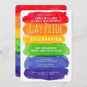 Convite Arco-Íris de orgulho gay Watercolor