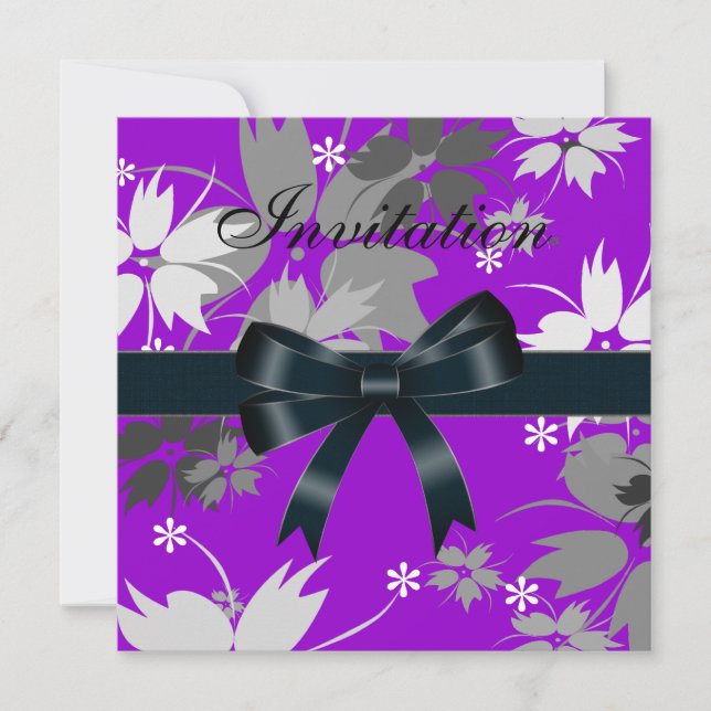 Convite Arco Preto Floral Roxo (Frente)