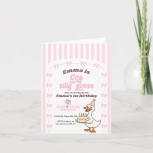 Convite Arco Rosa Uma Garota Ganso Boba Festa de 1º Aniver