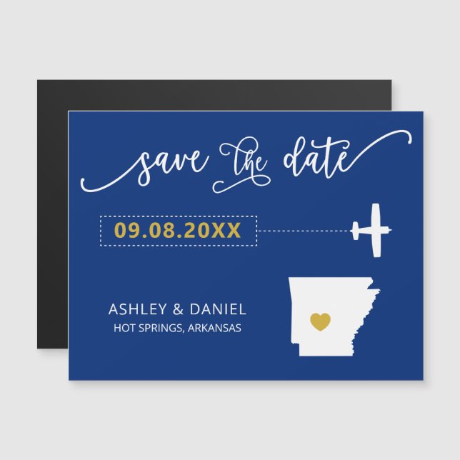 Convite Arkansas Wedding Save the Date Card, Map (Frente/Verso)
