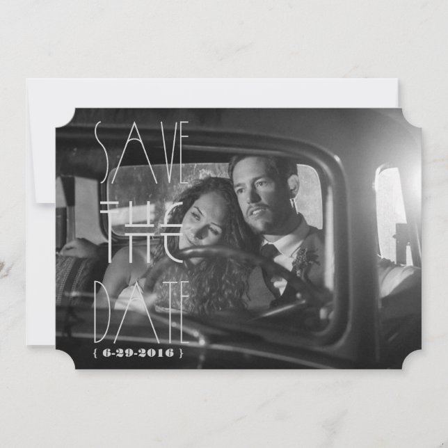 Convite Art Déco Gatsby para Salvar a Data | Cartã (Frente)