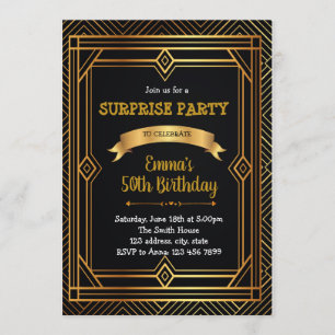 Convite art déco gatsby rugindo anos 1920