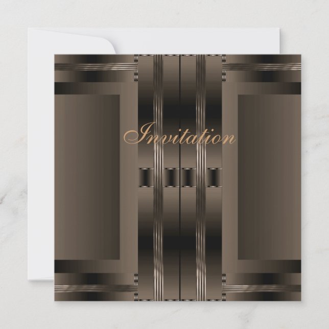 Convite Art Deco Marrom (Frente)