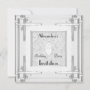 Convite Art Deco Prata Branco