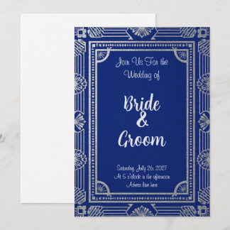 Convite ArtDeco estilo Gatsby–Azul Marinho e Metal