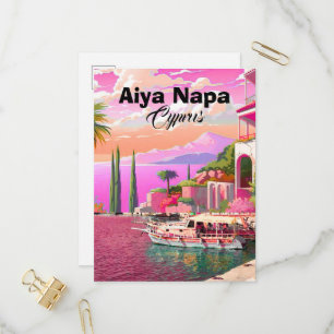Convite Arte de Cartão Postal de Viagem de Aiya Napa, Arte