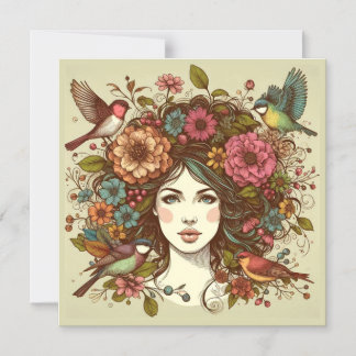 Convite Arte Impressão Magnet Card Birds Song In Fall
