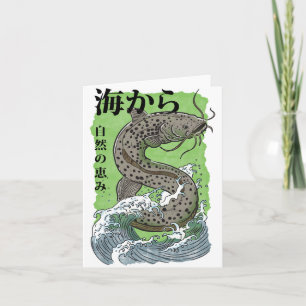 Convite arte japonesa vintage de pesca Bagre