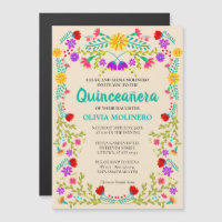 Arte Popular Mexicana Floral Champanhe Quinceanera