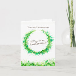 Convite Arte verde de casamento será minha dama de honra?