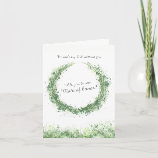 Convite Arte verde de casamento você será nossa madrinha? (Frente)