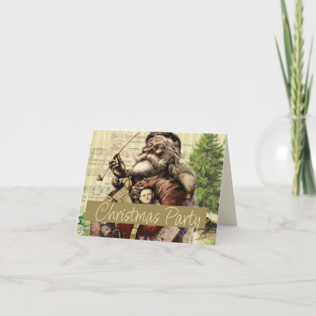 Convite Árvore Alegre do Papai Noel Ilustração Clássica (Frente)