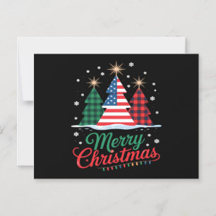 Convite Árvore de Natal Alegre Bandeira dos EUA Santa Esse